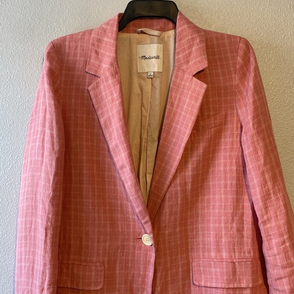 The Plaid Larsen Blazer in 100% Linen - Picture 3 of 8